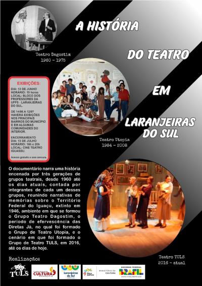 Tuls lanÃ§a documentÃ¡rio sobre a histÃ³ria do teatro em Laranjeiras do Sul